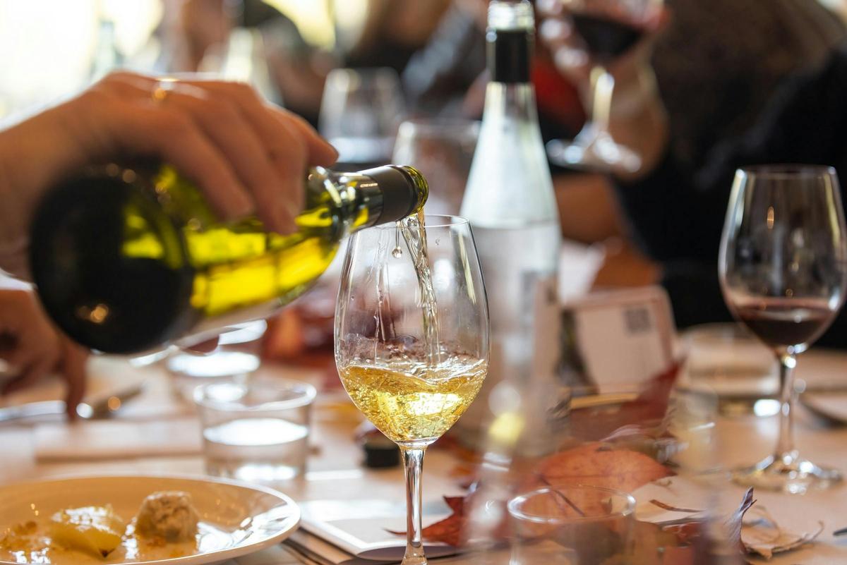 Pouring Chardonnay