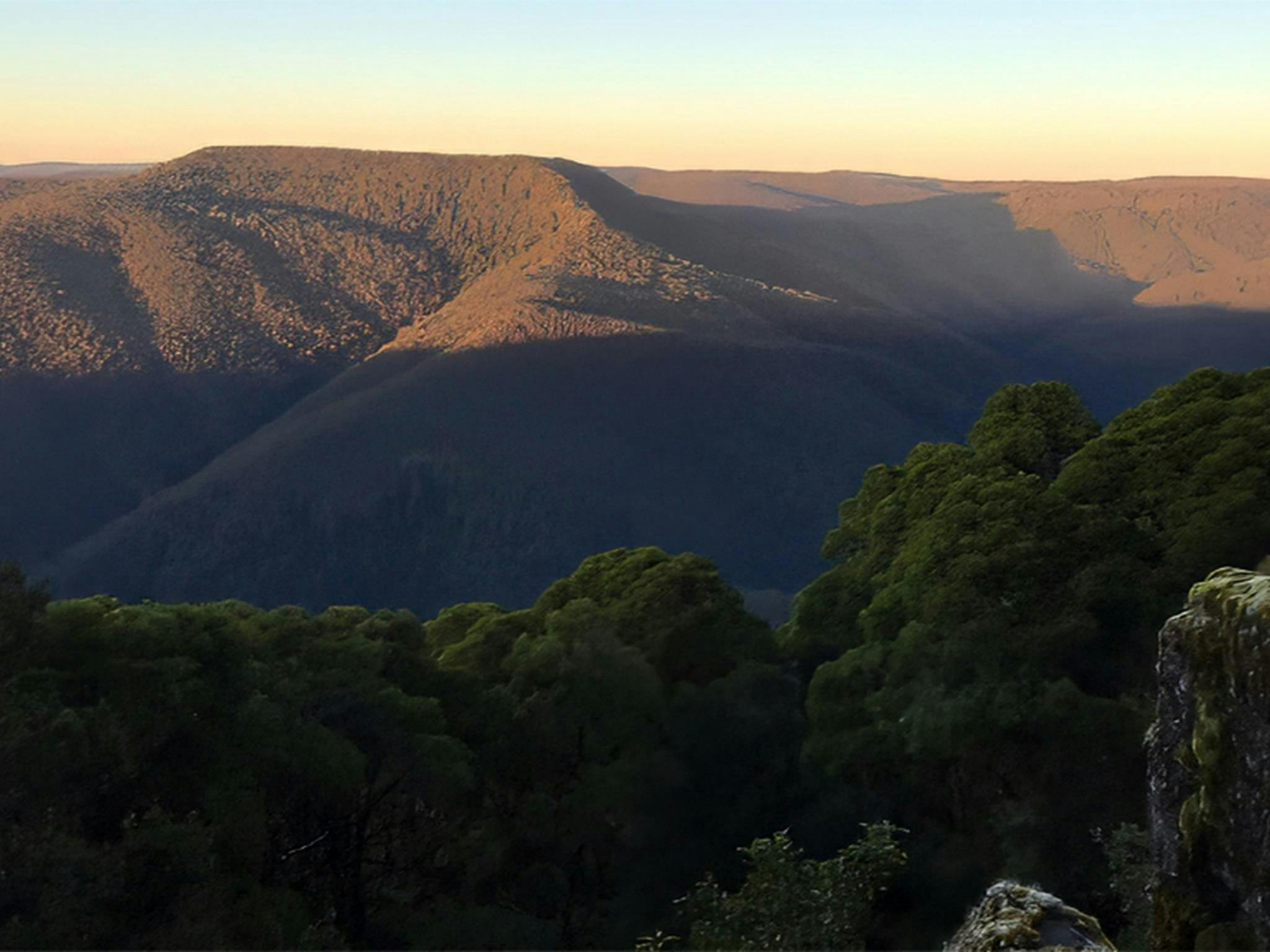 Thunderbolts lookout at sunset, Barrington Tops National Park. Photo: Richard Bjork &copy; Richard