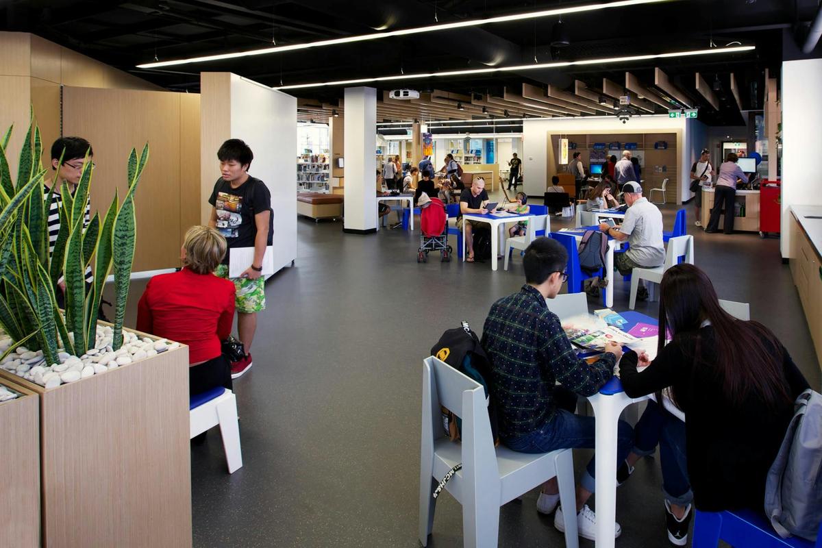 Customers in the main space of the City Library