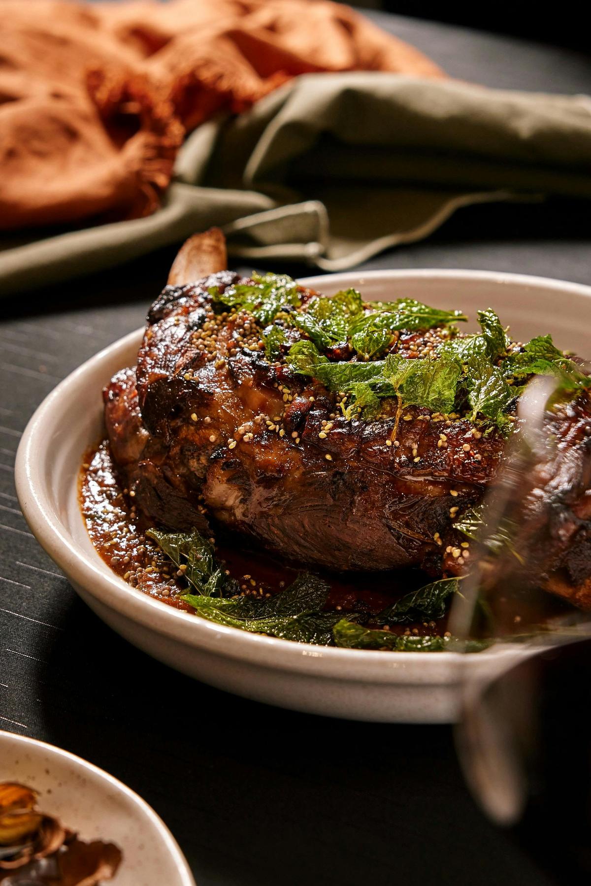 Lobethal Slow Cooked Lamb Shoulder with gochujang jus, wasabi sesame