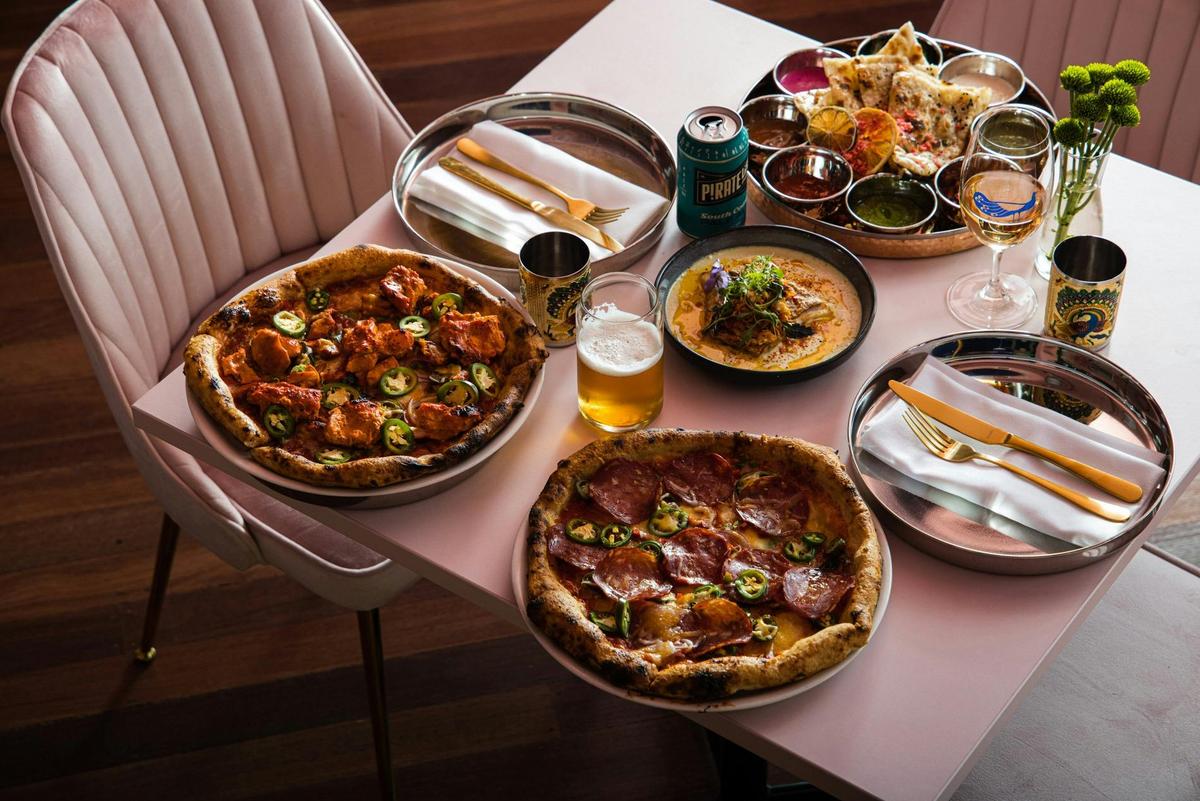 Unauthentic Tandoori chicken Naan Pizza,   Unauthentic Salami and Jalapeño Naan Pizza