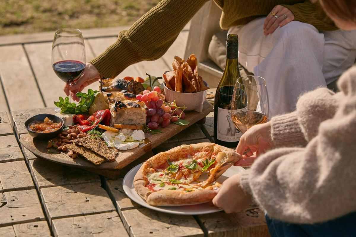 Chef's selection cheeseboard and pizza