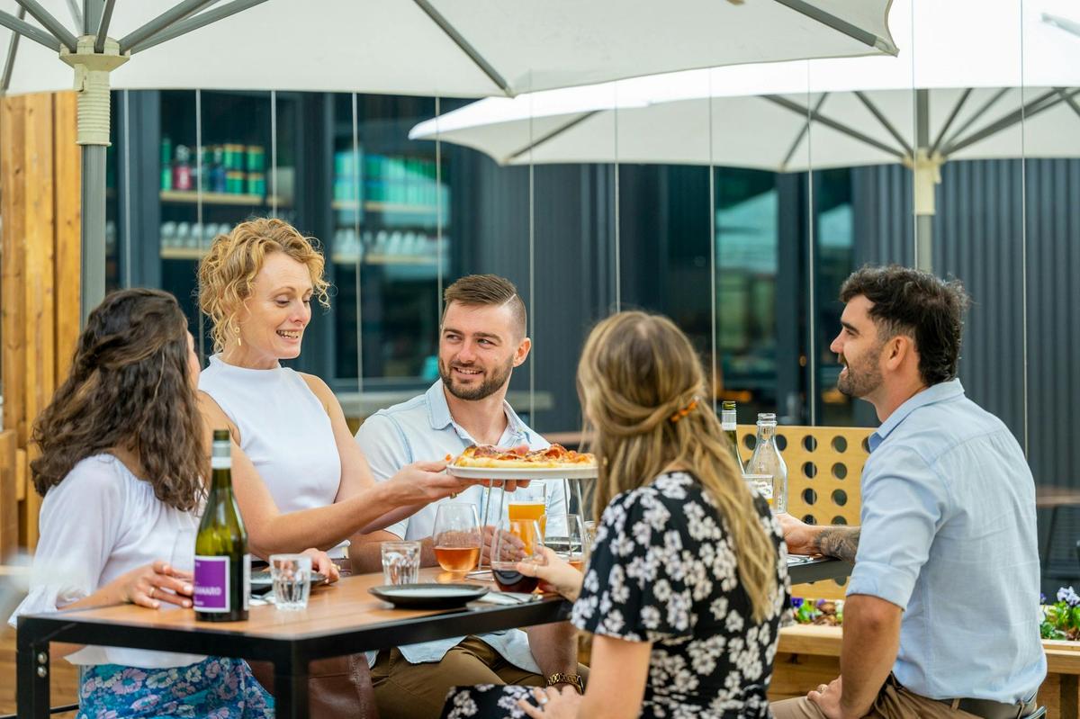 Pizza being served at Grunthal Brew