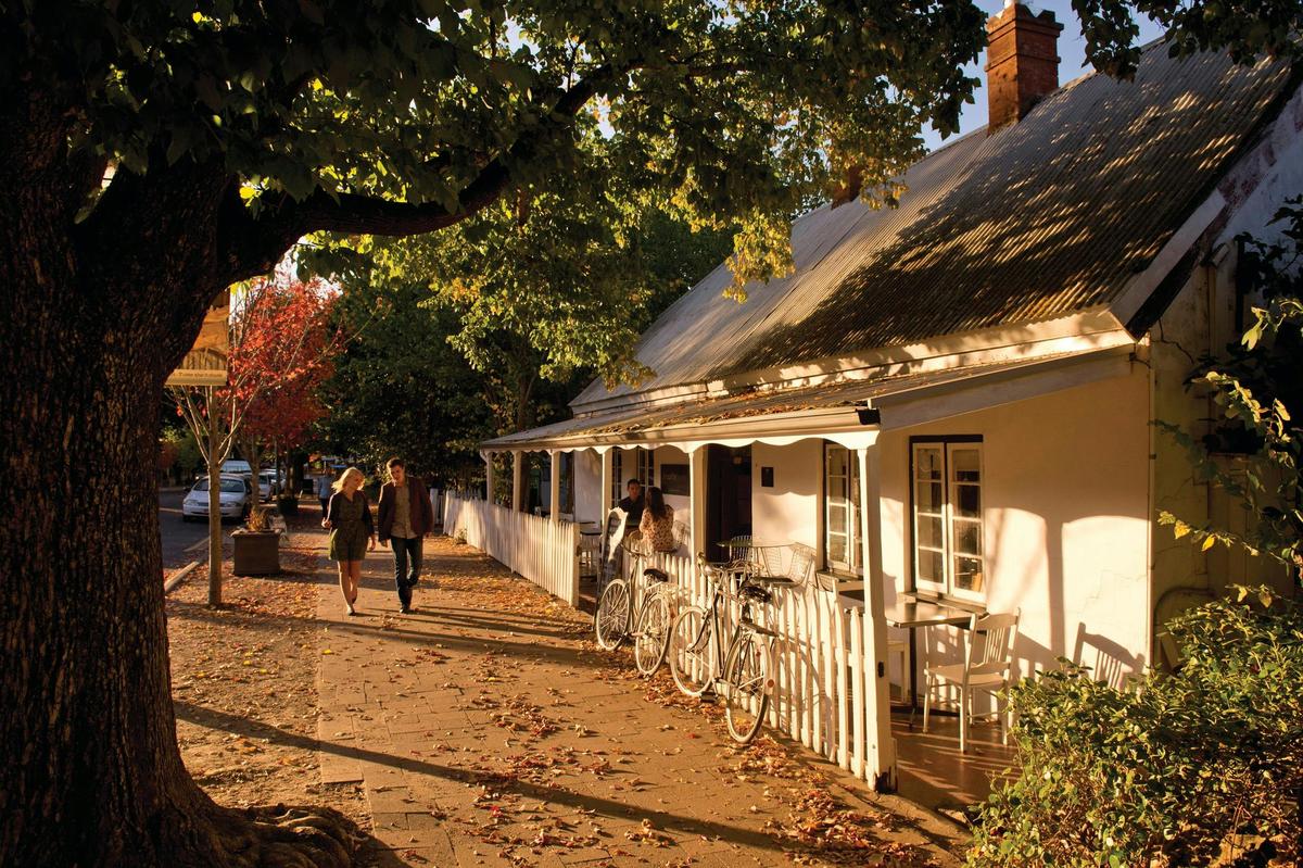 Heritage buildings on Hahndorf's tree-lined main street