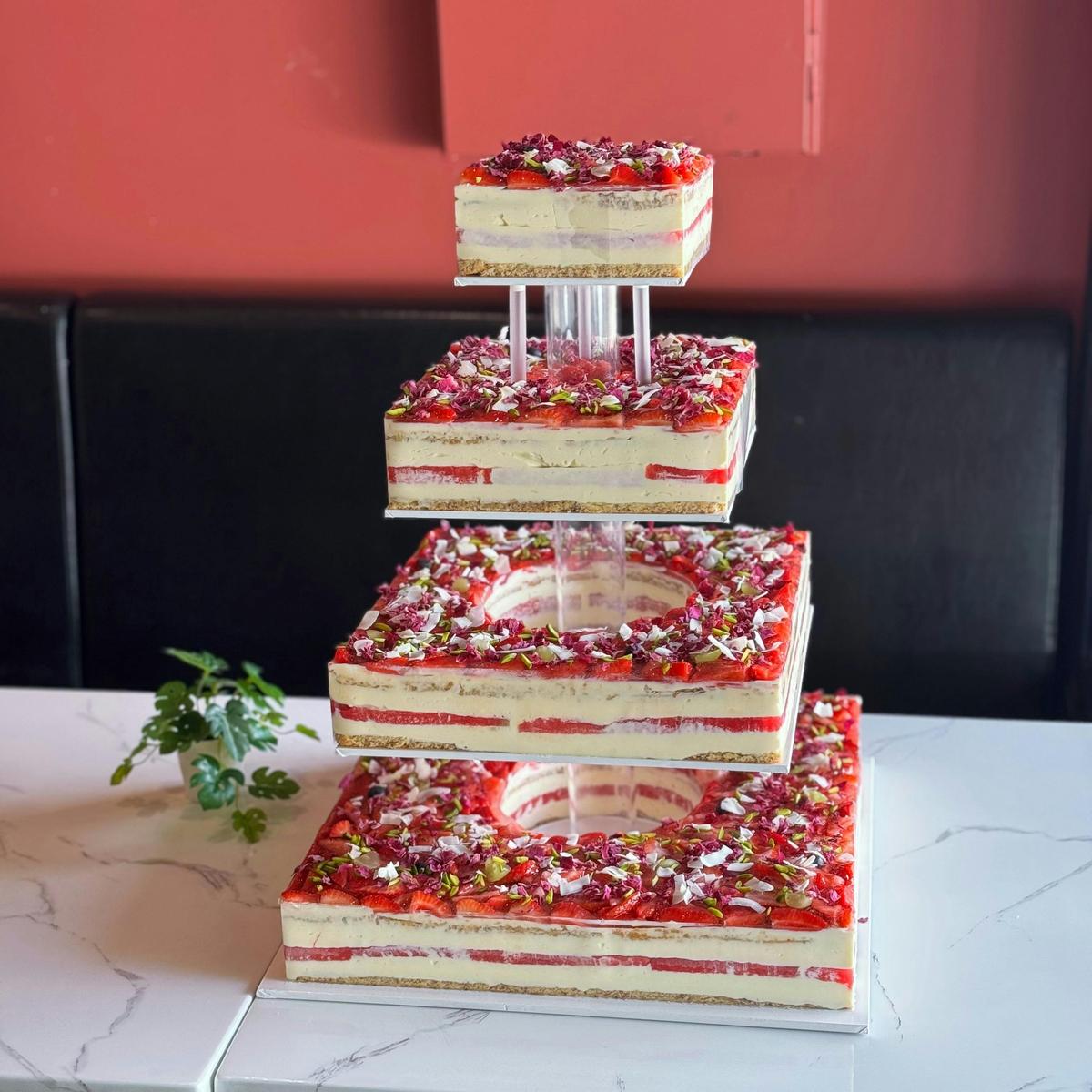 4 tiered watermelon fruit cake