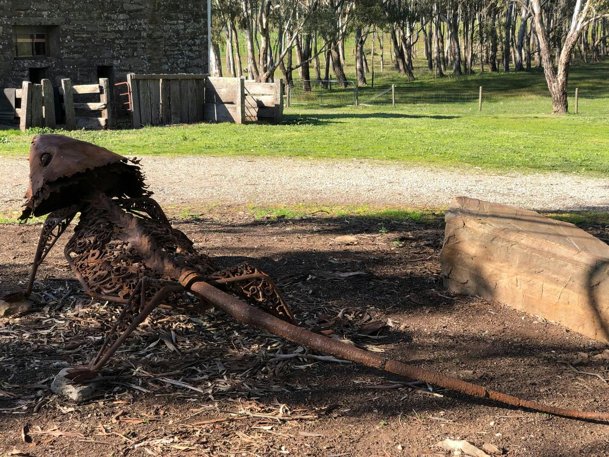 Our bearded dragon sculpture greets you.