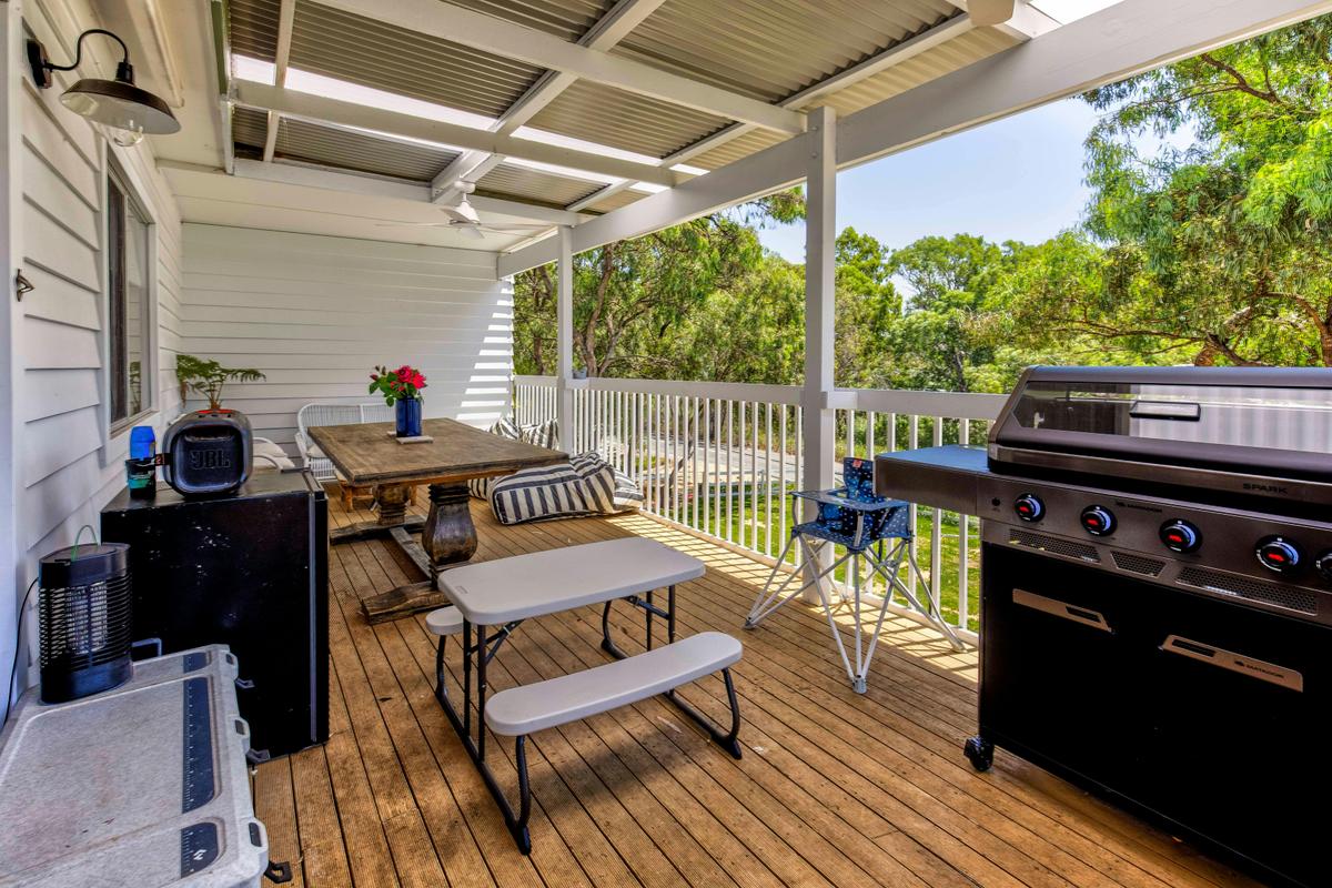 large balcony overlooking the river