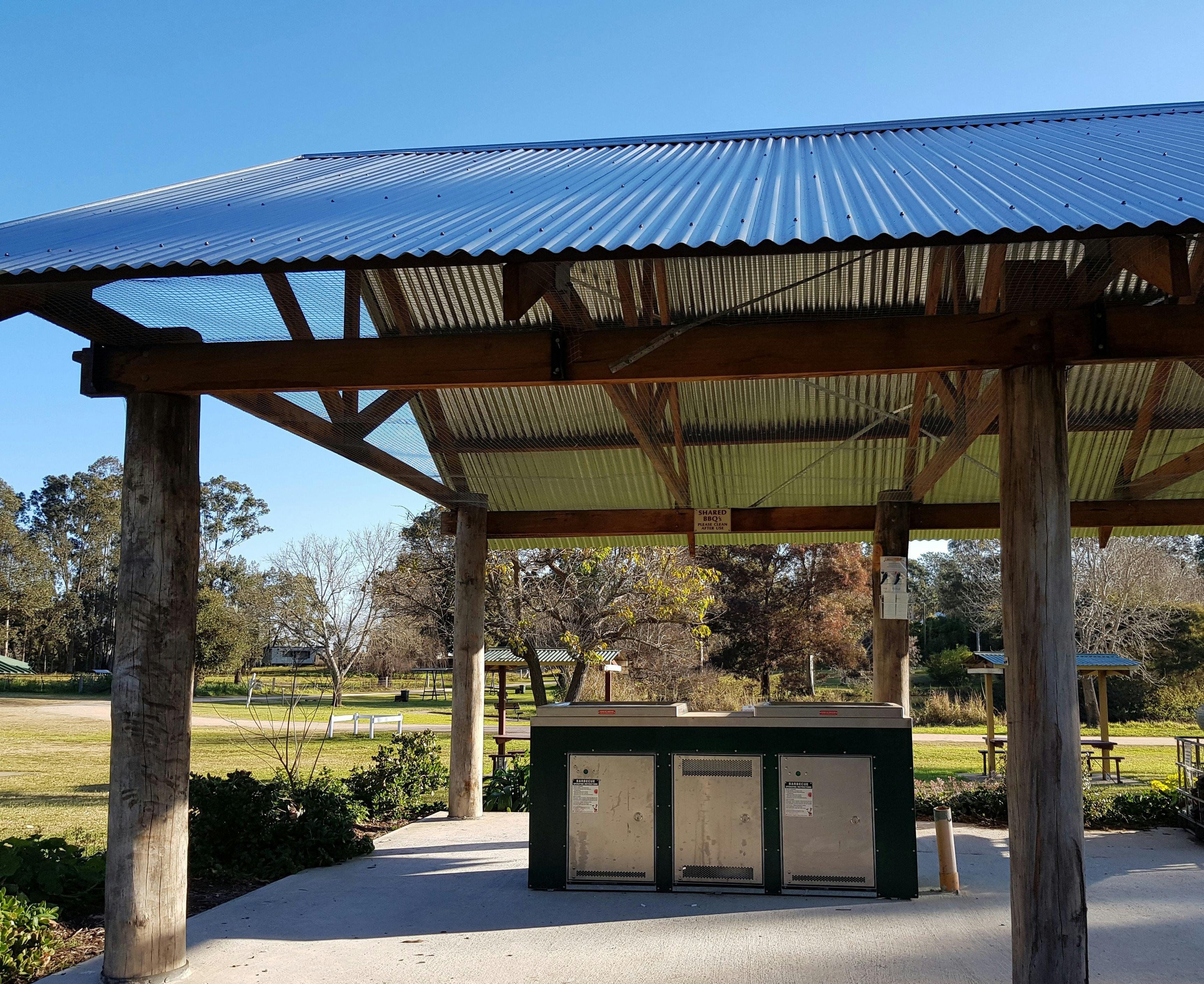 BYO all your food for a great day - we have both gas and wood BBQs - this one is near the Lagoon