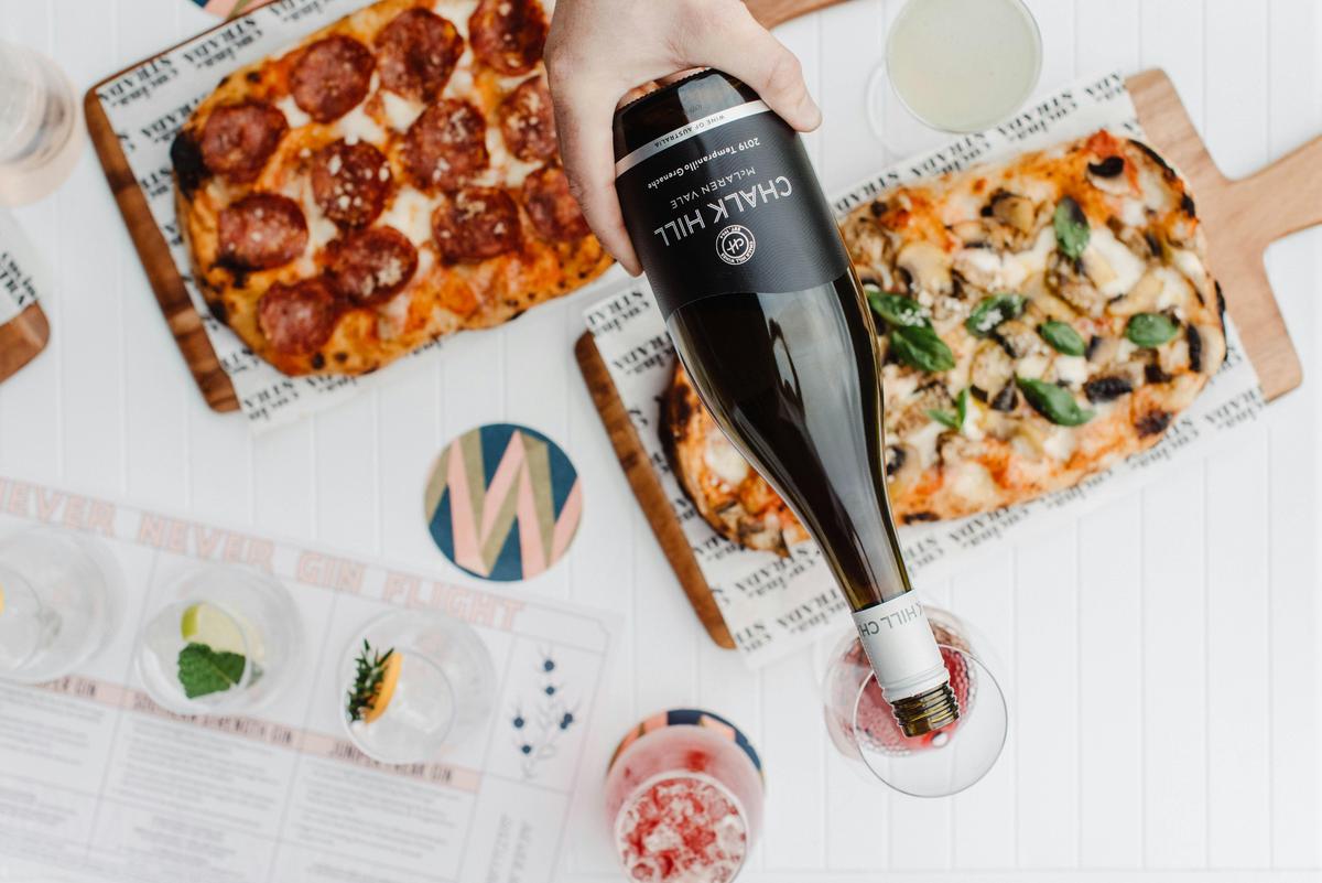 Wine, gin and pinsa at the Chalk Hill Collective
