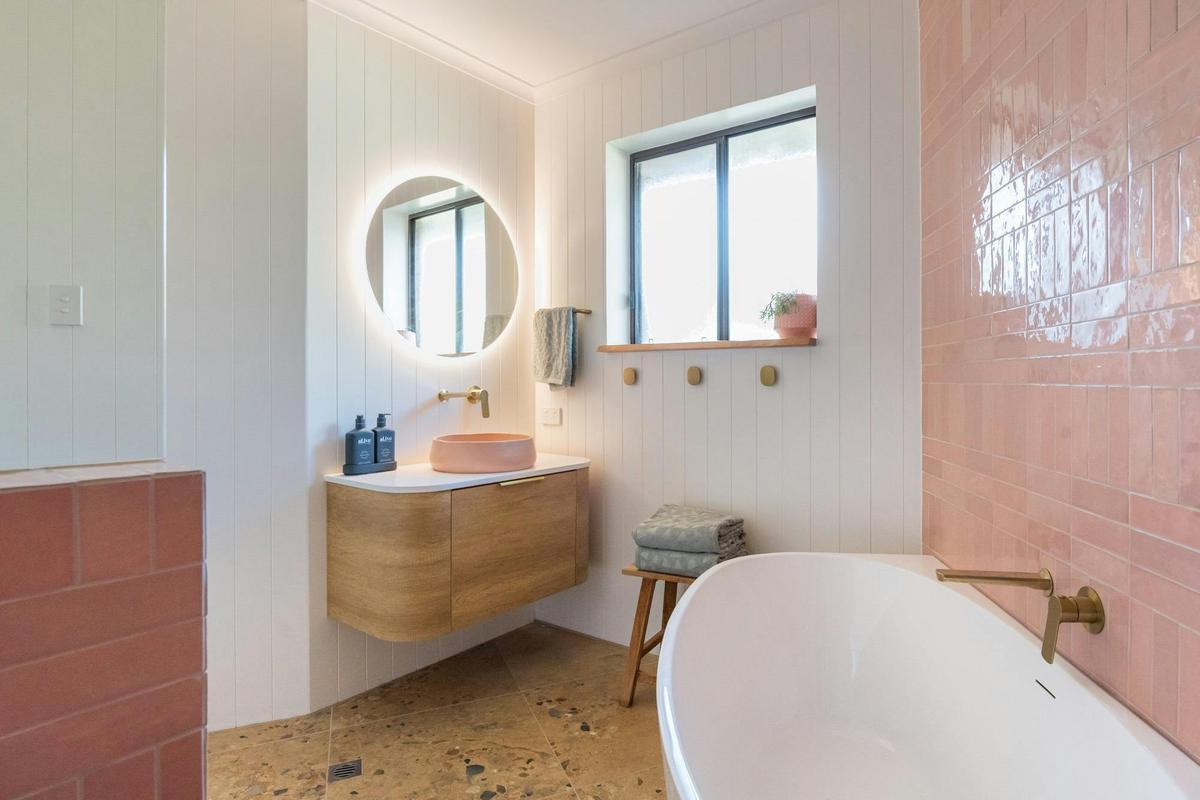 Newly renovated bathroom with bath and separate shower