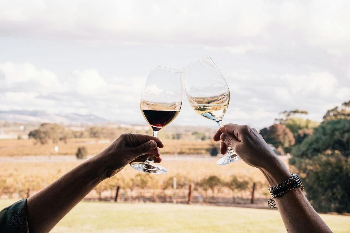 Glass of red and white wine
