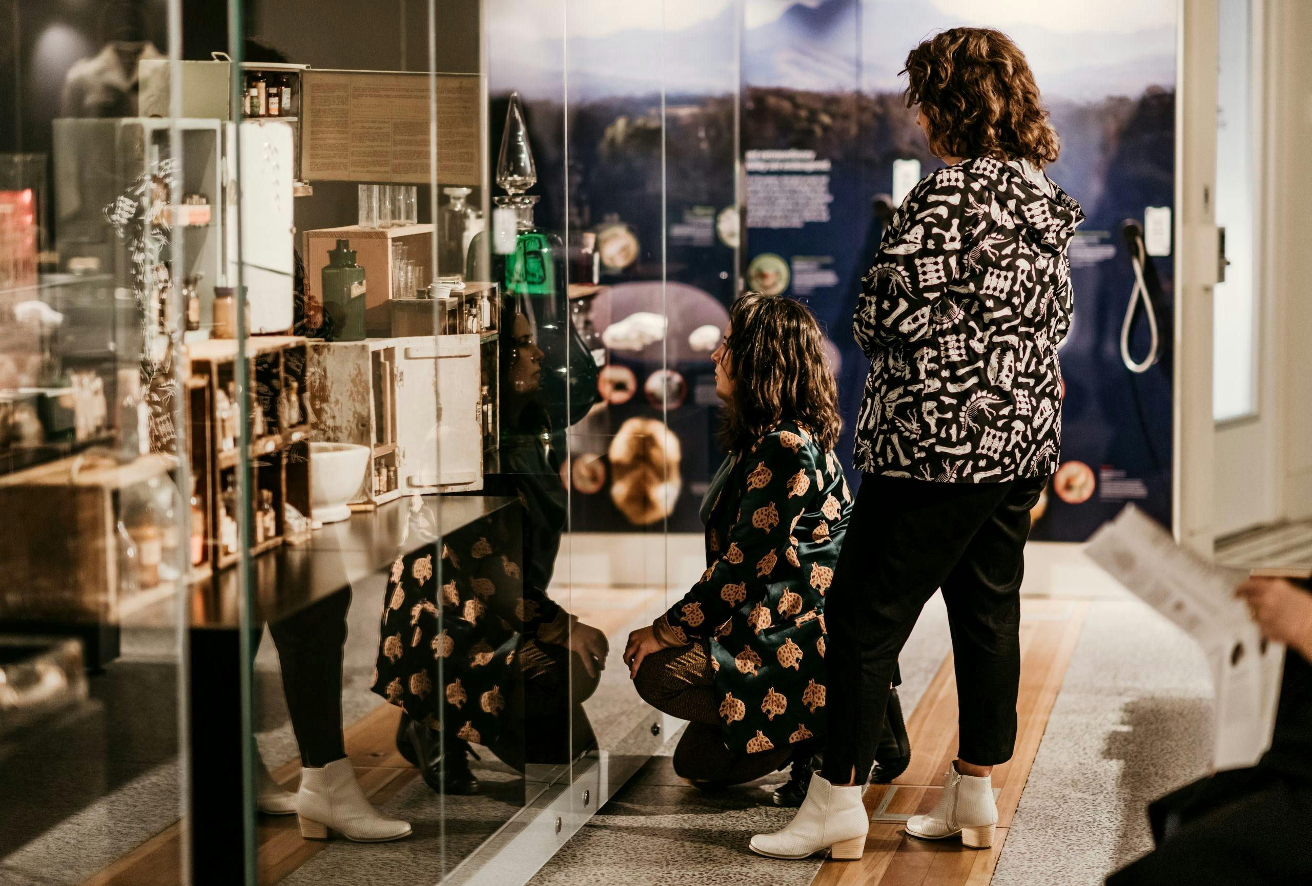 Visitors looking at exhibition