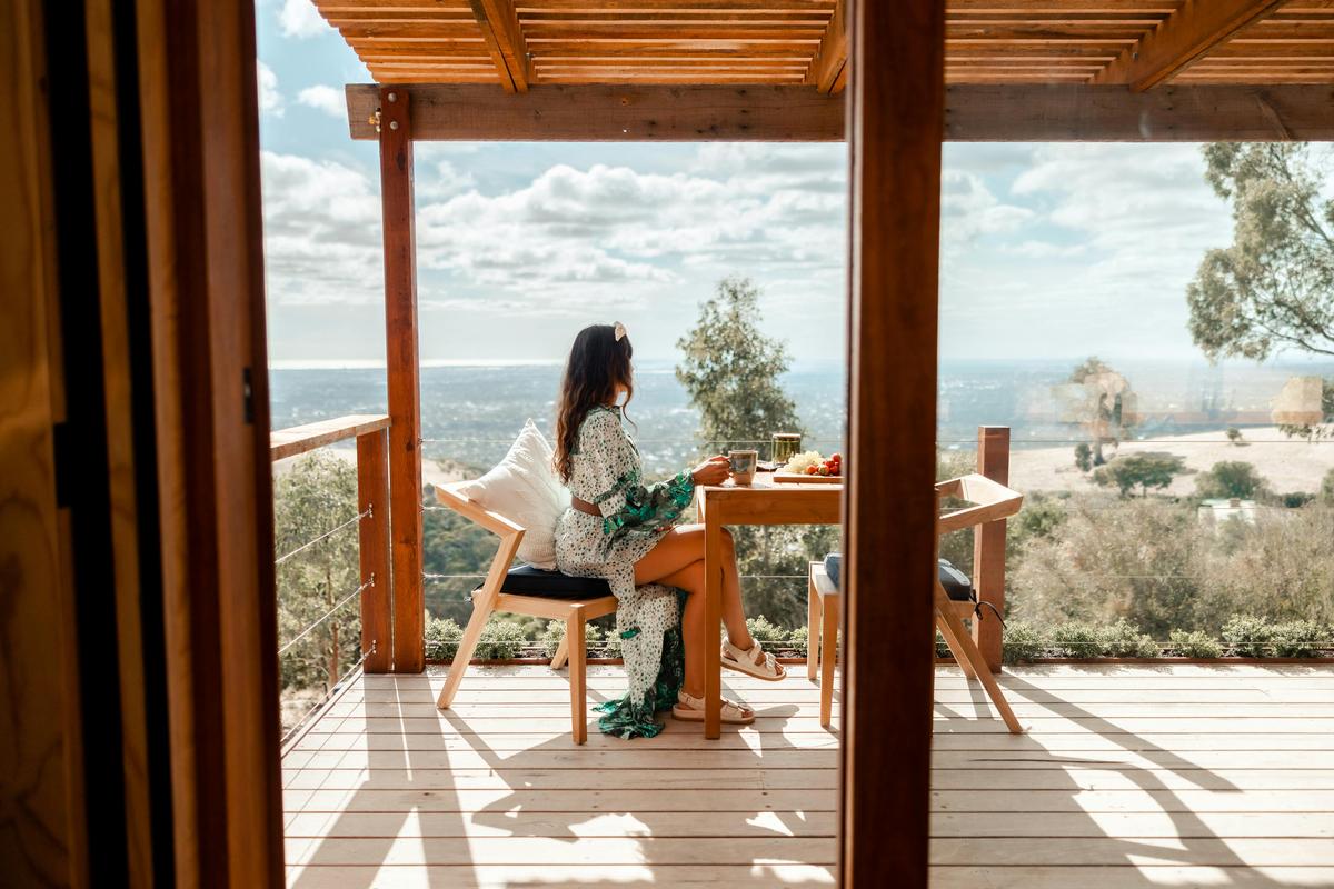 Enjoying the views from the outdoor dining suite