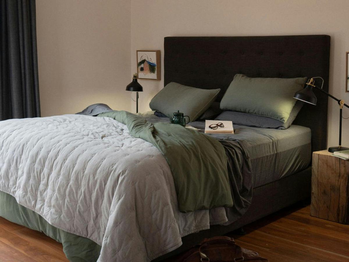 Main bedroom with ultra comfortable king sized bed and high quality linen