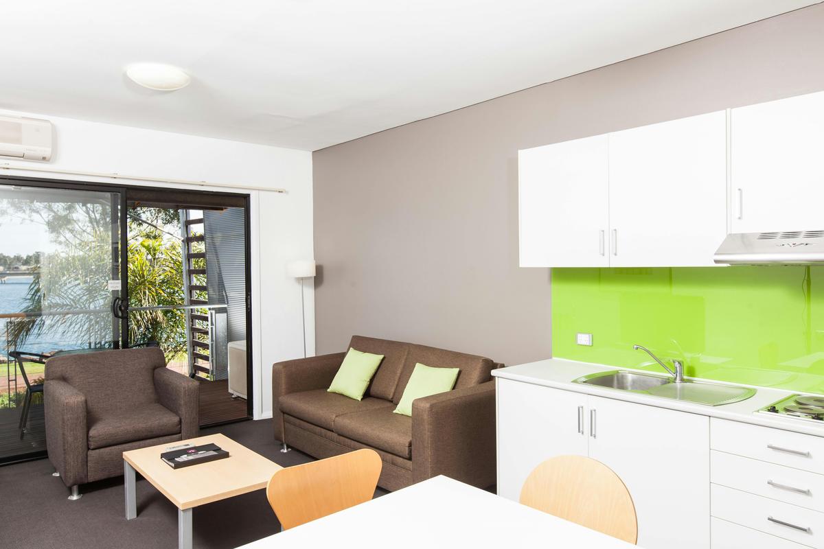 Kitchen and Lounge in the Waterfront Apartments