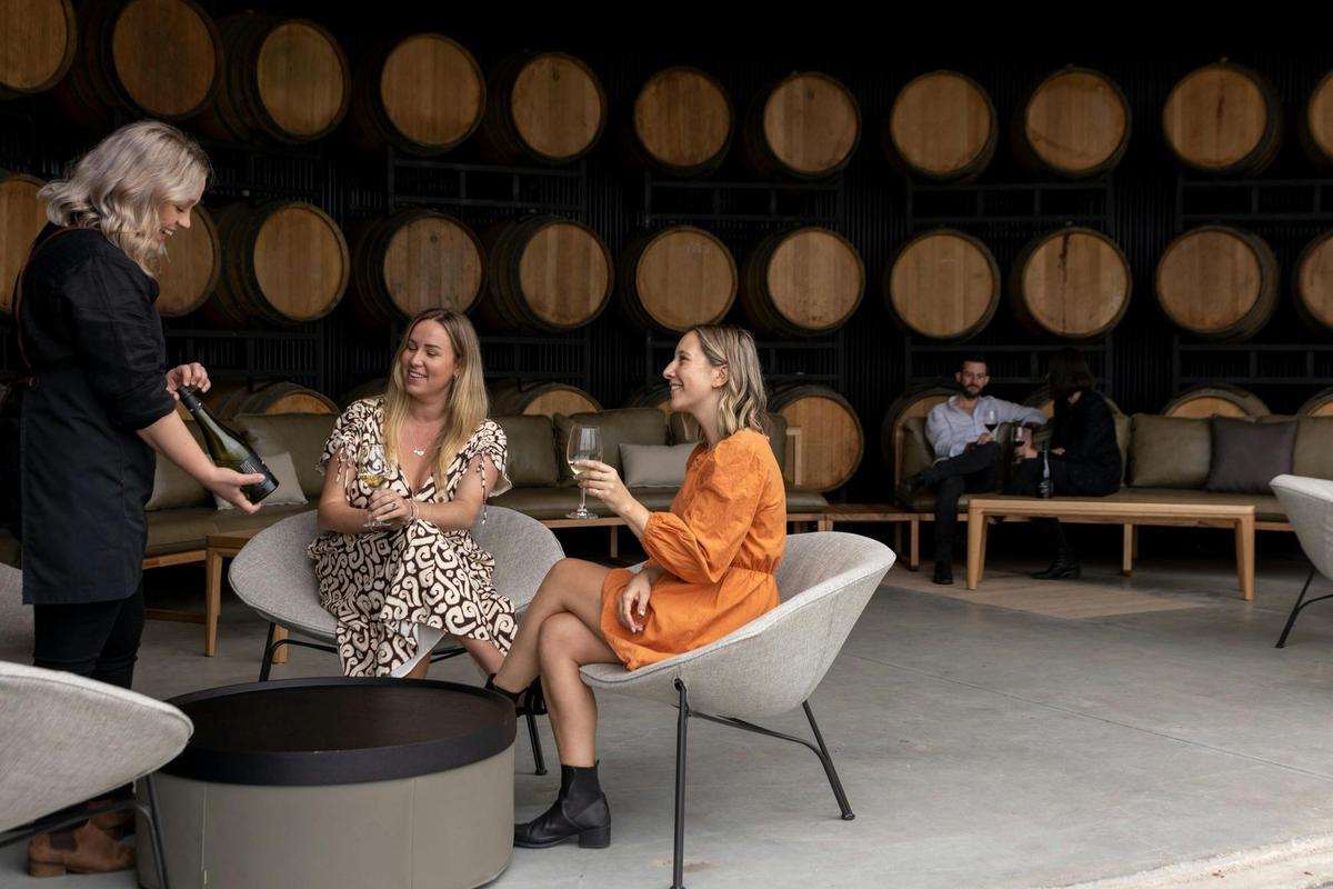 Experience a wine tasting in our  unique barrel room