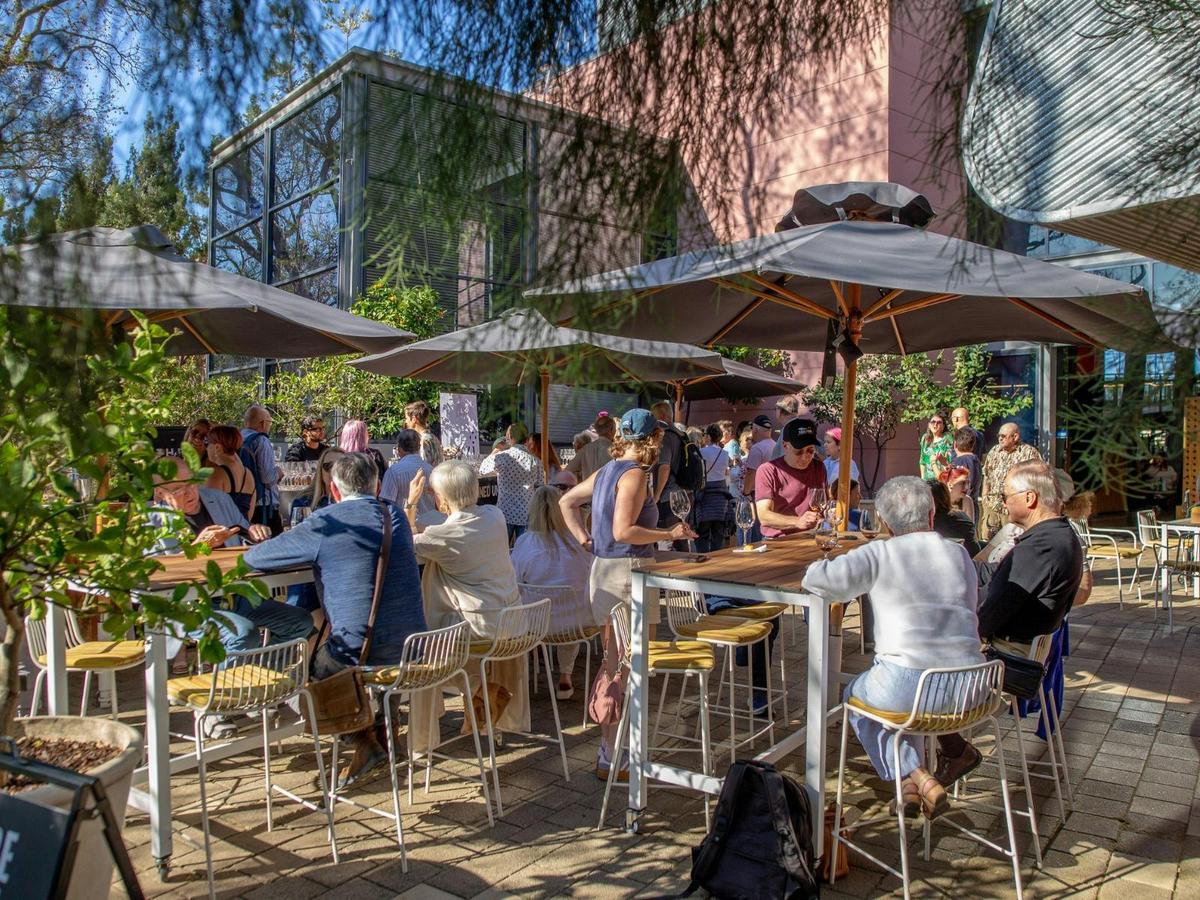 The Wined Bar terrace overlooks the Adelaide Botanic Garden