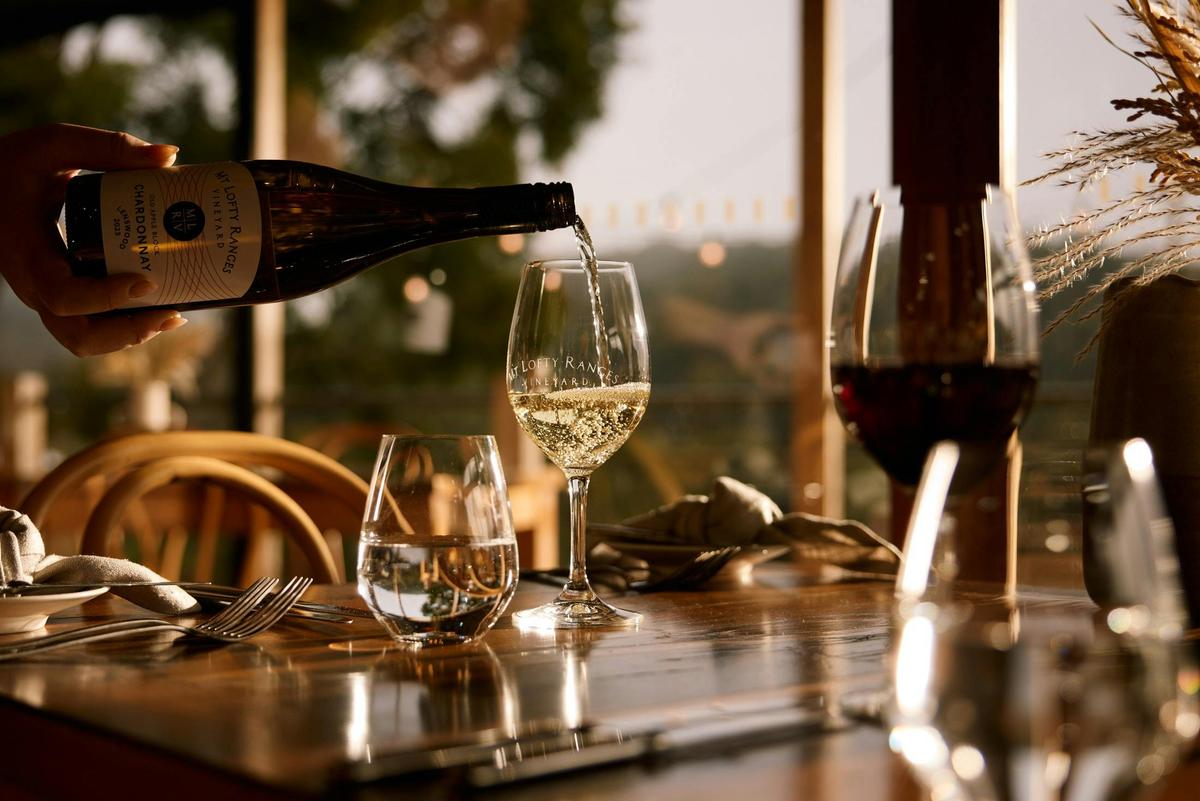 Wine being poured into glass