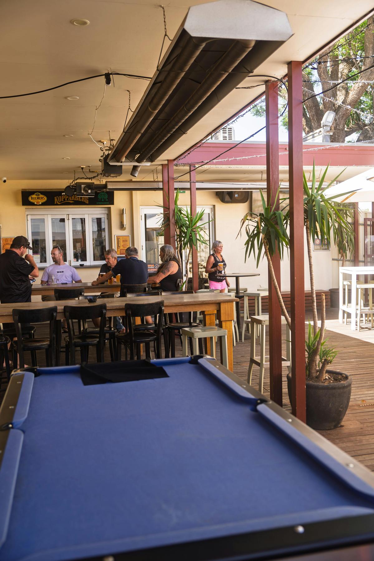 The deck at The Old Bushman is perfect for a game of pool, a cold beer and a chat with mates.