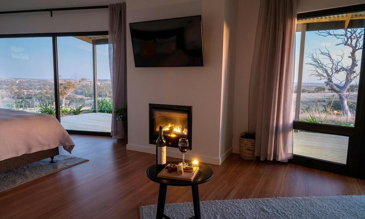 Cosy fire for sipping Langhorne Creek wines near