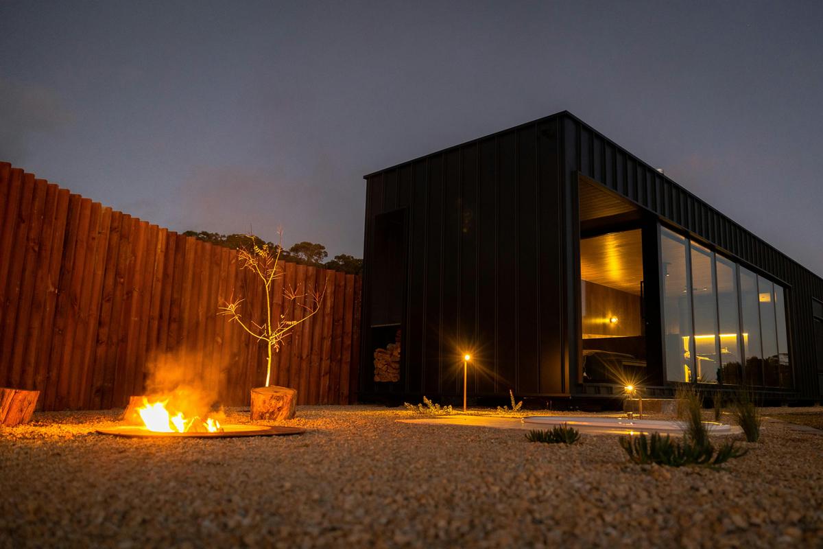 in ground campfire, wood provided