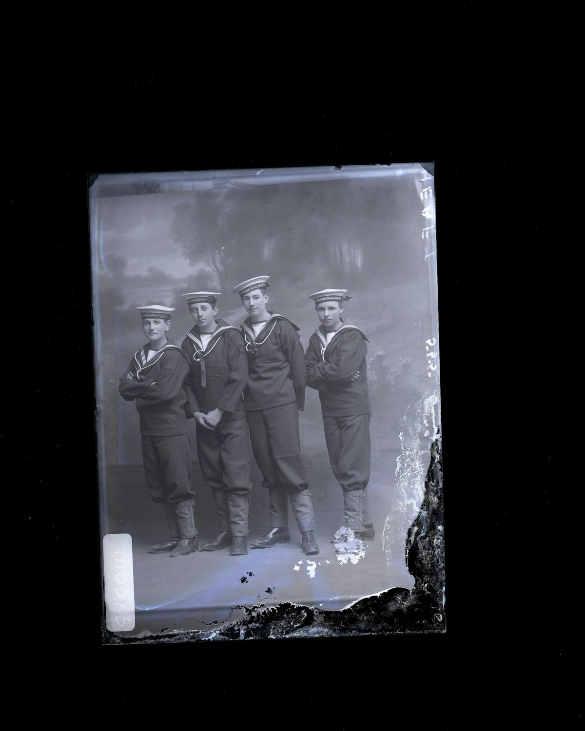 Four sailors, round rig, leggings, Royal Australian Navy Reserve.  No. ML588.