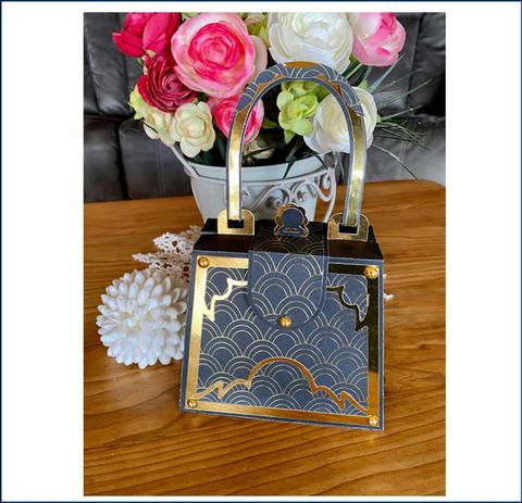 3D Paper Sculpture - Gold Evening Bag Gift Box