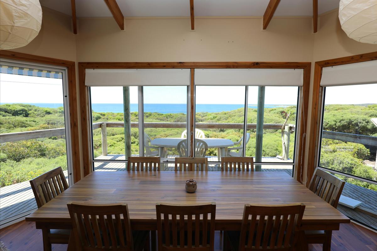 View from dining area looking towards the Southern Ocean and Point Ellen