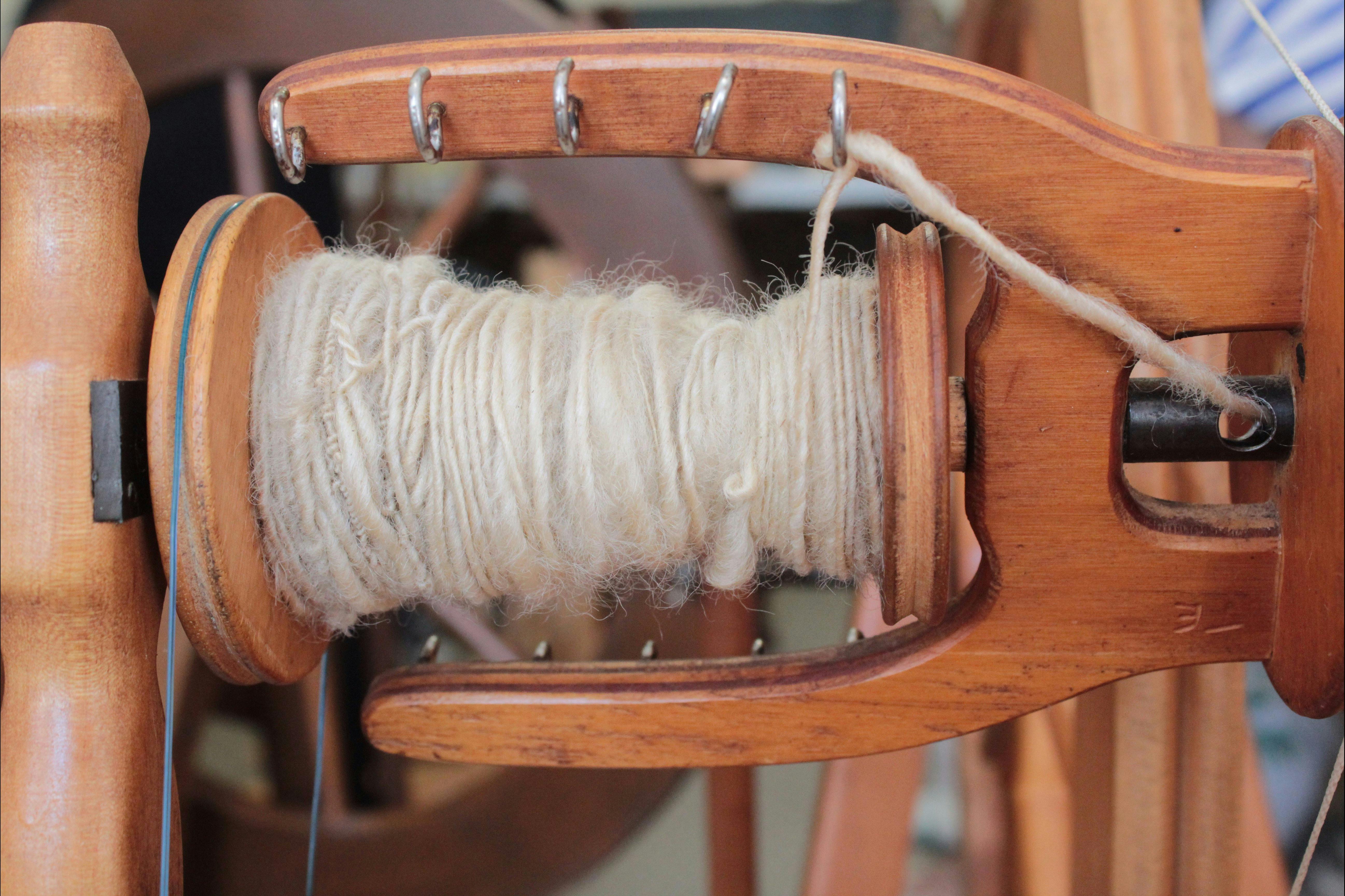 Workshops are conducted in spinning, knitting and crochet.