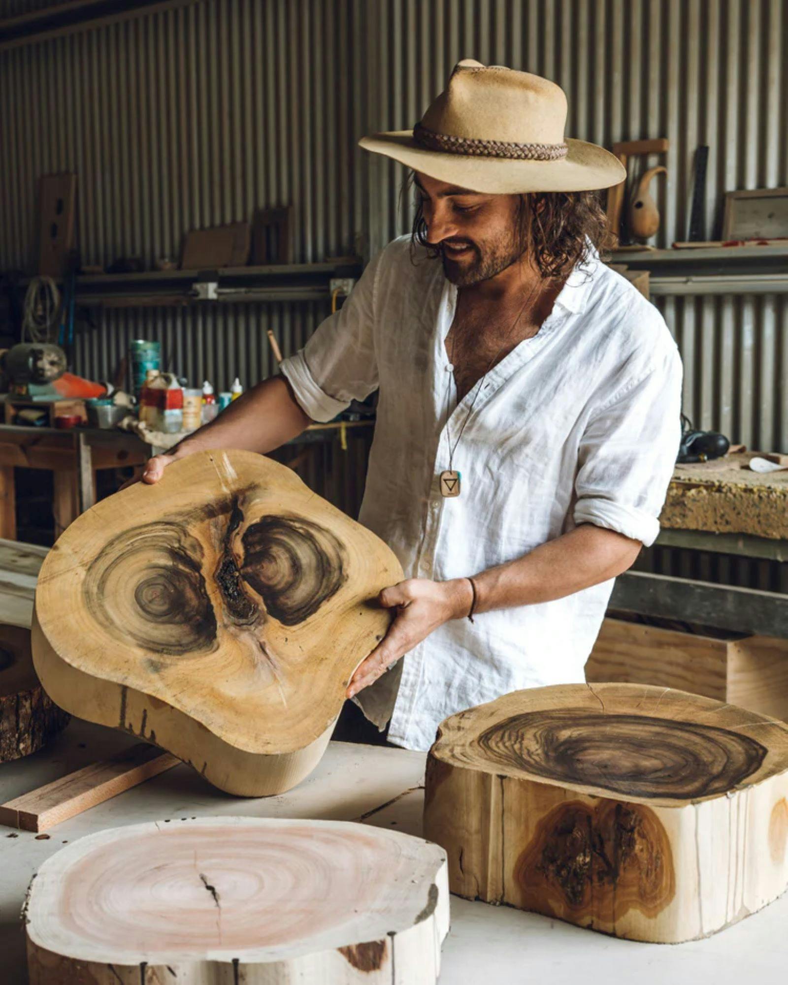 Handcrafted camphor laurel pieces