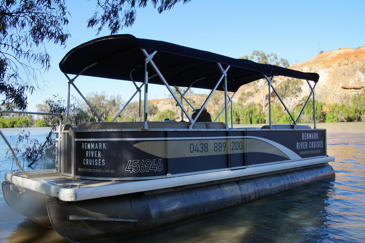 Take in the spectacular river cliffs from Renmark River Cruises pontoon boat