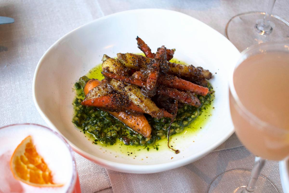 Honey roasted carrots served in a bowl