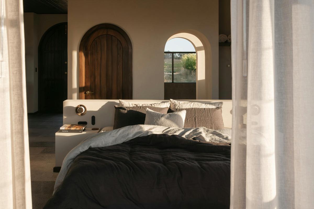 Each Retreat is fitted with king beds with French linen from Cultiver