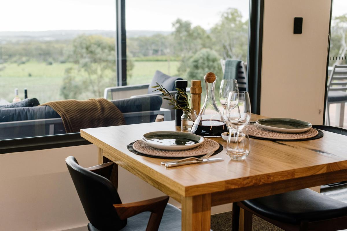 Romantic dining setting overlooking McLaren Vale vineyards