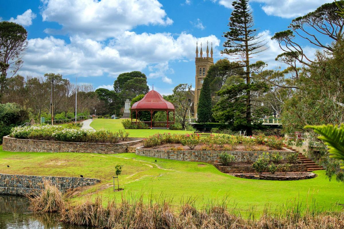 The historic bandstand is the site for weddings, musical performances and shelter from the weather