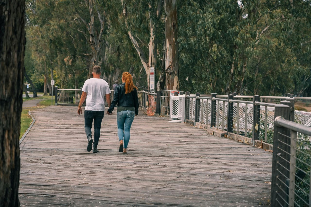 Start your walk at the Barham Boardwalk over looking the Murray River