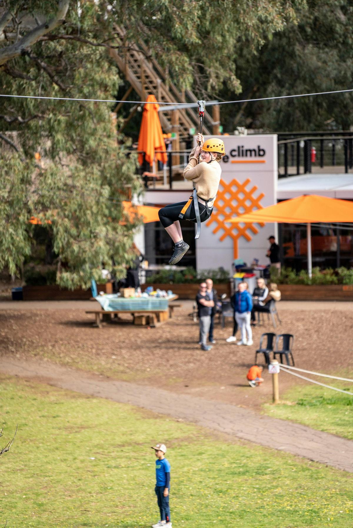 Zip-lining through Adelaide