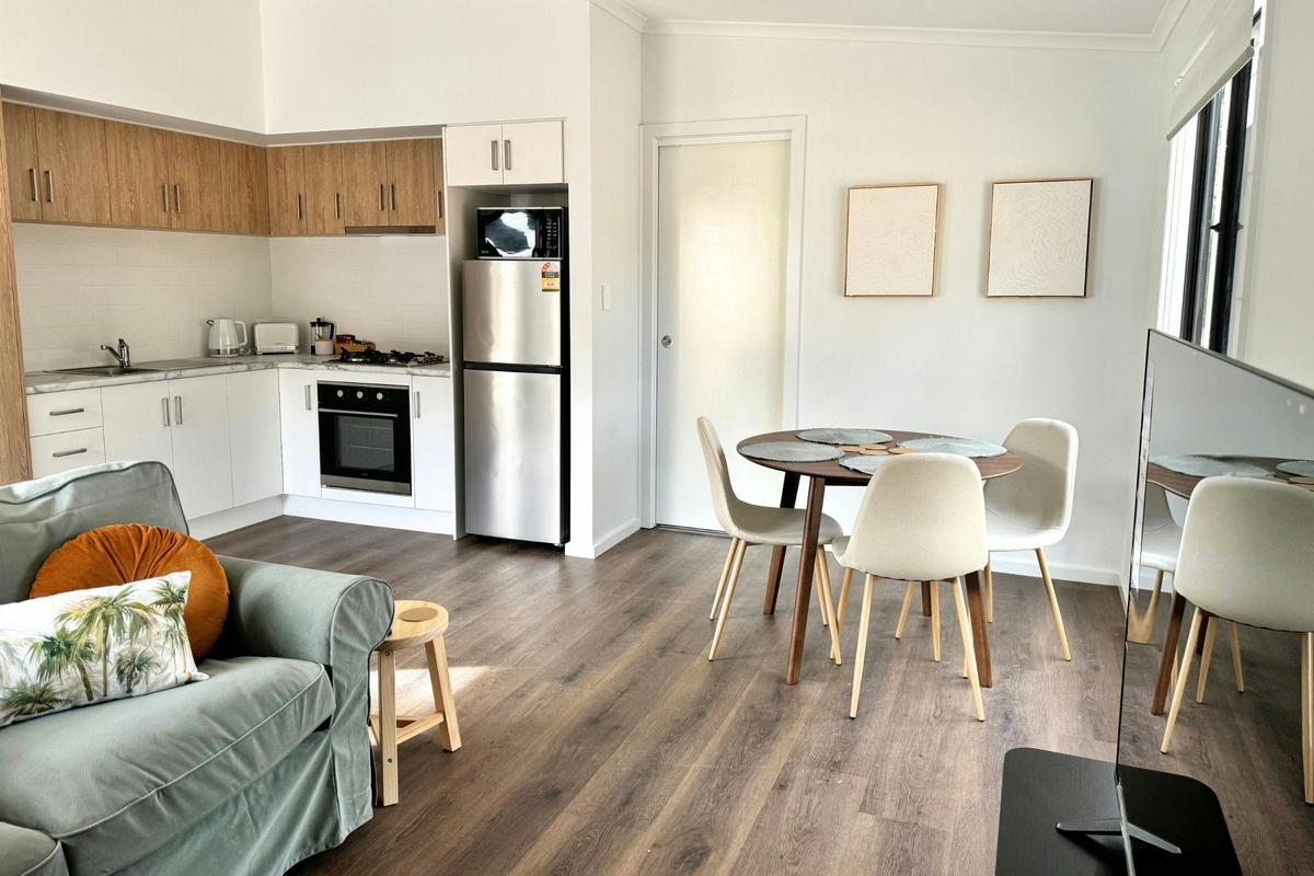 Cabin 1 kitchen, living and dining area