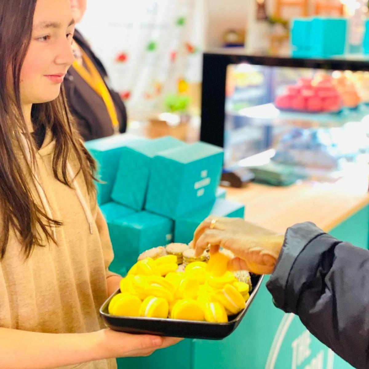 Serving macaron samples