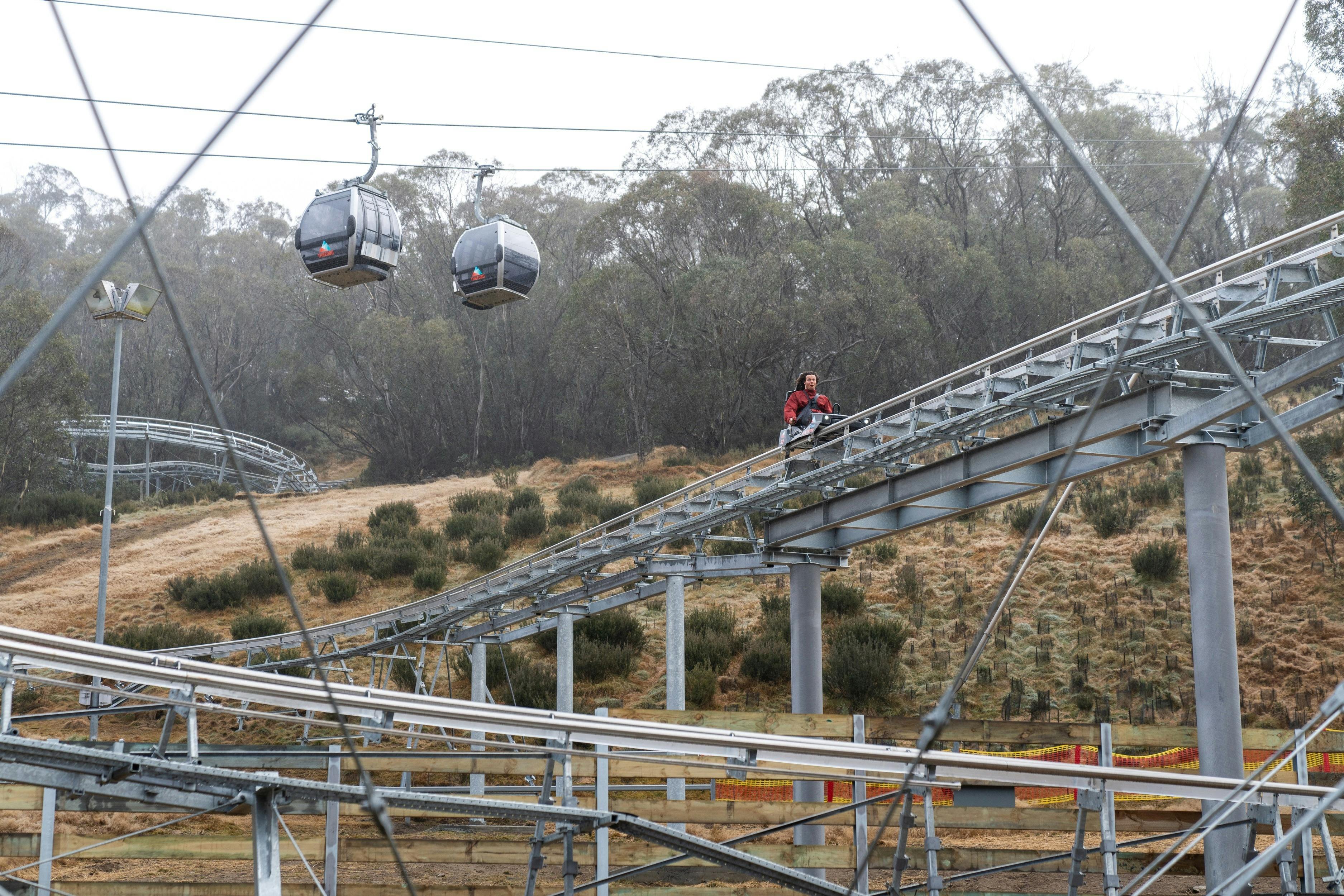 Valentino Guseli rides the Thredbo Alpine Coaster