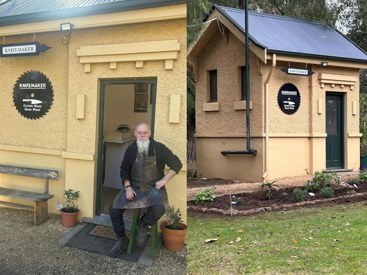 Photo of knifemaker Barry Gardner at his store, The Tiny Knife Shop