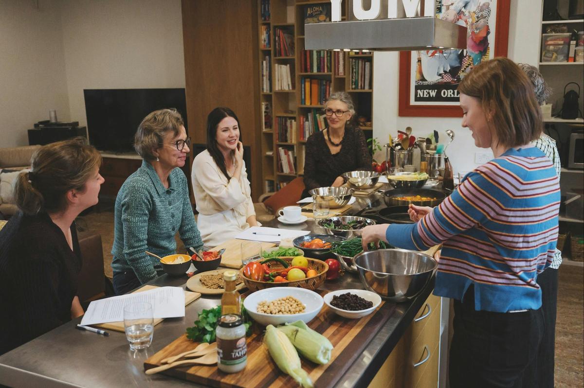 Andrea, The Green Gourmet, teaching from her Willunga kitchen