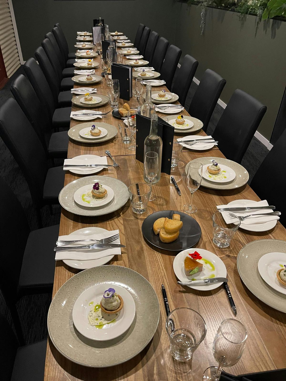 Long table in Green Room for large bookings