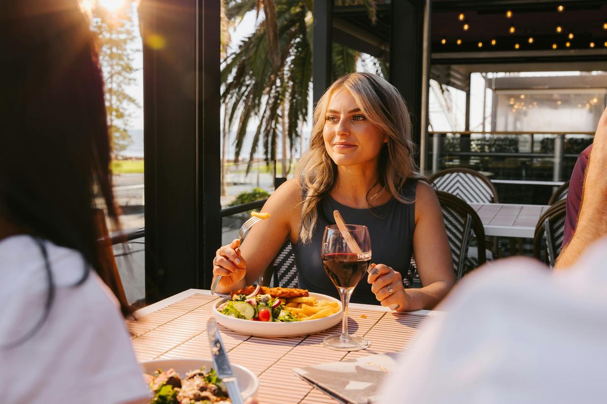 Eating on the balcony
