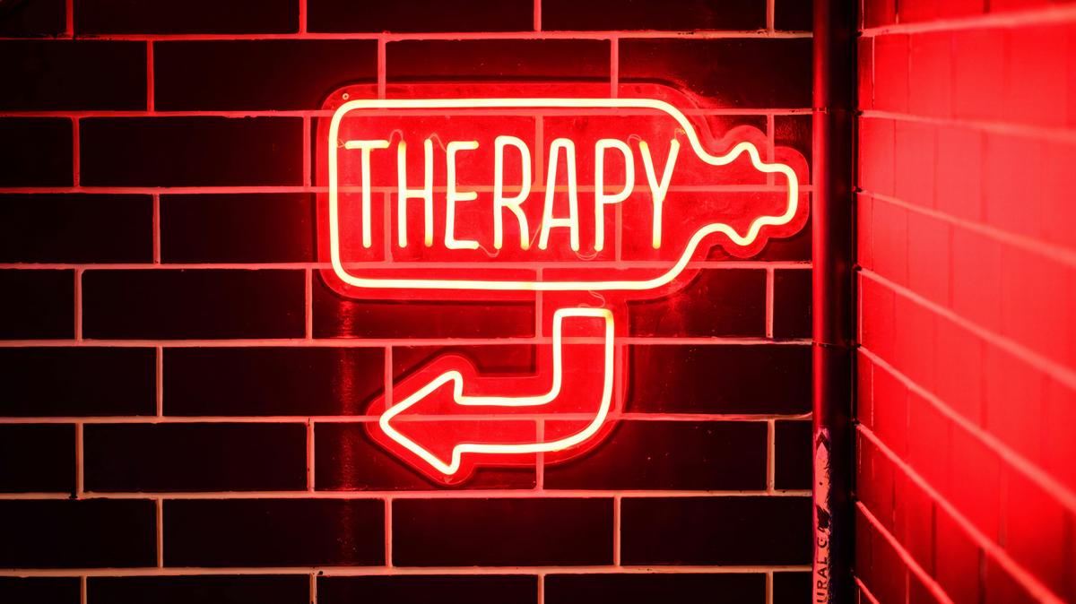 Therapy Stairwell Neon Sign