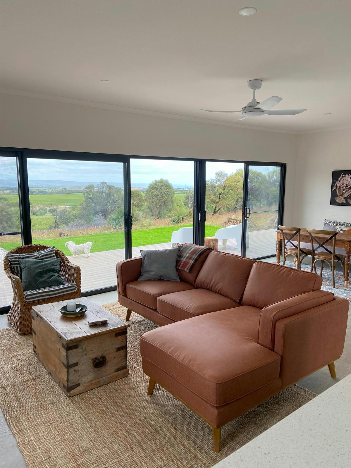 Living Space with full-length glass sliding doors