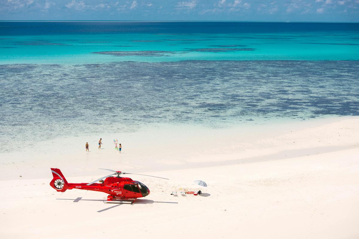 Heli Flight to Sand Cay on Great Barrier Reef