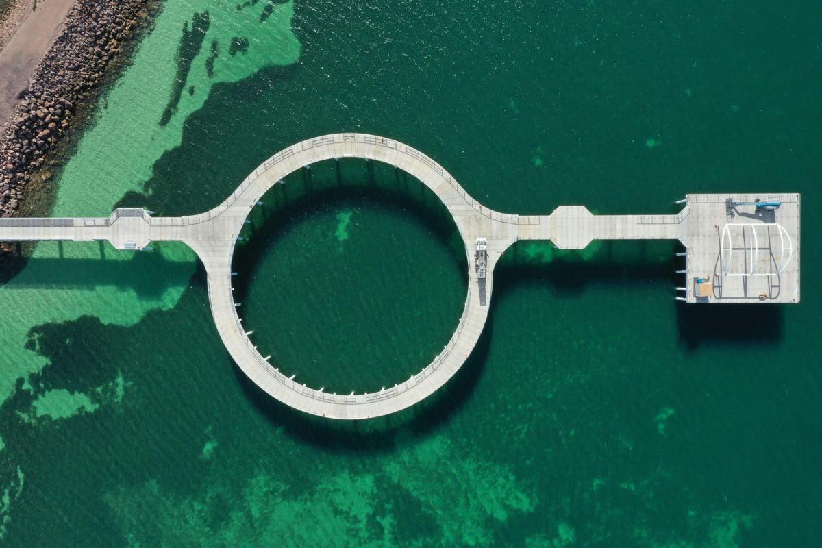 Aerial view of circular jetty