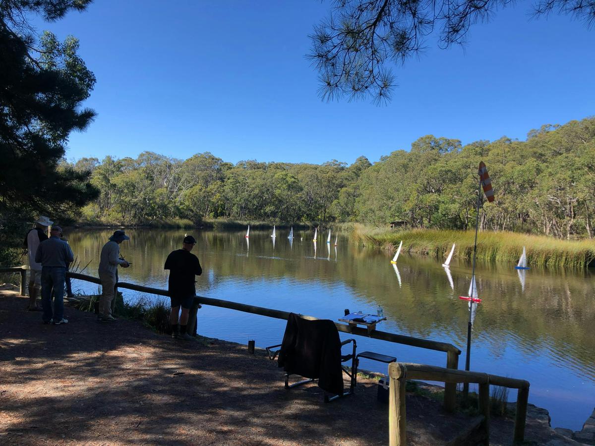 Remote controlled boats on Woorabinda Lake, Stirling
