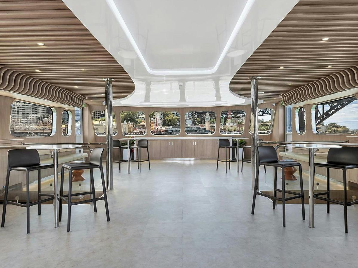 The air-conditioned lowers deck lounge and bar area aboard Karisma 2